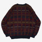 MEN'S VINTAGE 1980S GRID PATTERNED KNITTED JUMPER - X-LARGE