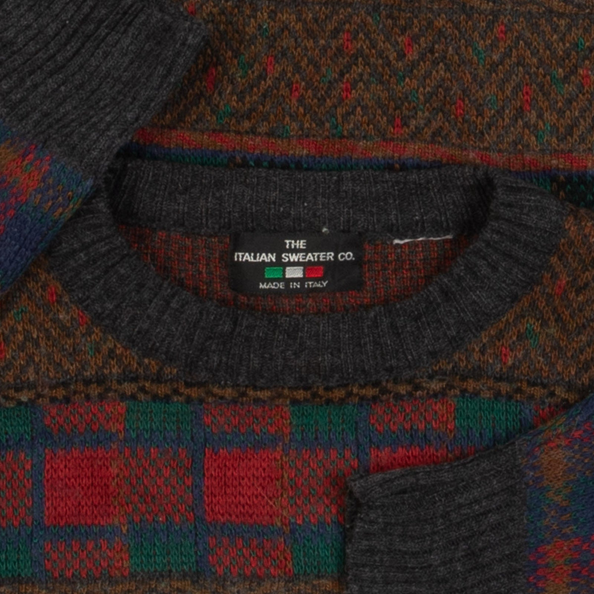 MEN'S VINTAGE 1990S CHECKED PATTERNED KNITTED JUMPER - LARGE
