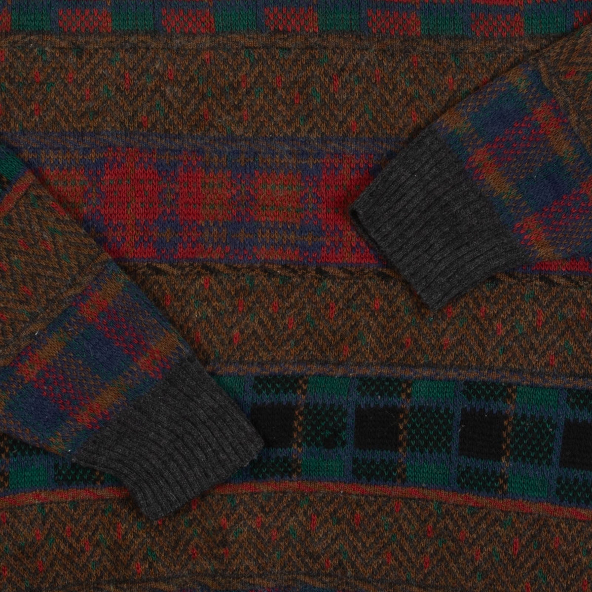 MEN'S VINTAGE 1990S CHECKED PATTERNED KNITTED JUMPER - LARGE