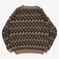 MEN'S VINTAGE 1990S PATTERNED V-NECK KNITTED JUMPER - LARGE