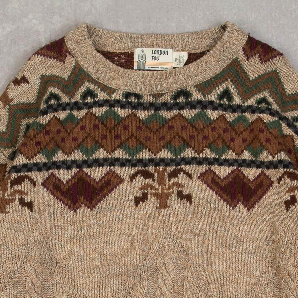MEN'S VINTAGE 1980S STRUCTURED PATTERNED KNITTED JUMPER - X-LARGE