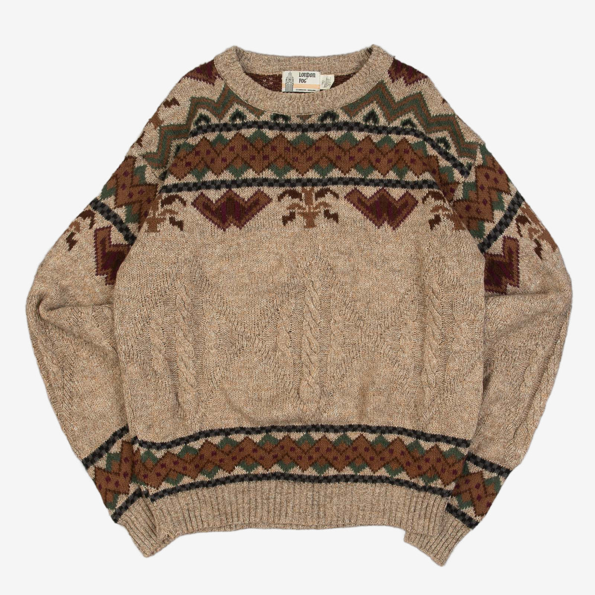 MEN'S VINTAGE 1980S STRUCTURED PATTERNED KNITTED JUMPER - X-LARGE
