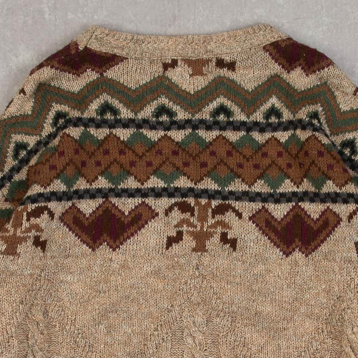 MEN'S VINTAGE 1980S STRUCTURED PATTERNED KNITTED JUMPER - X-LARGE