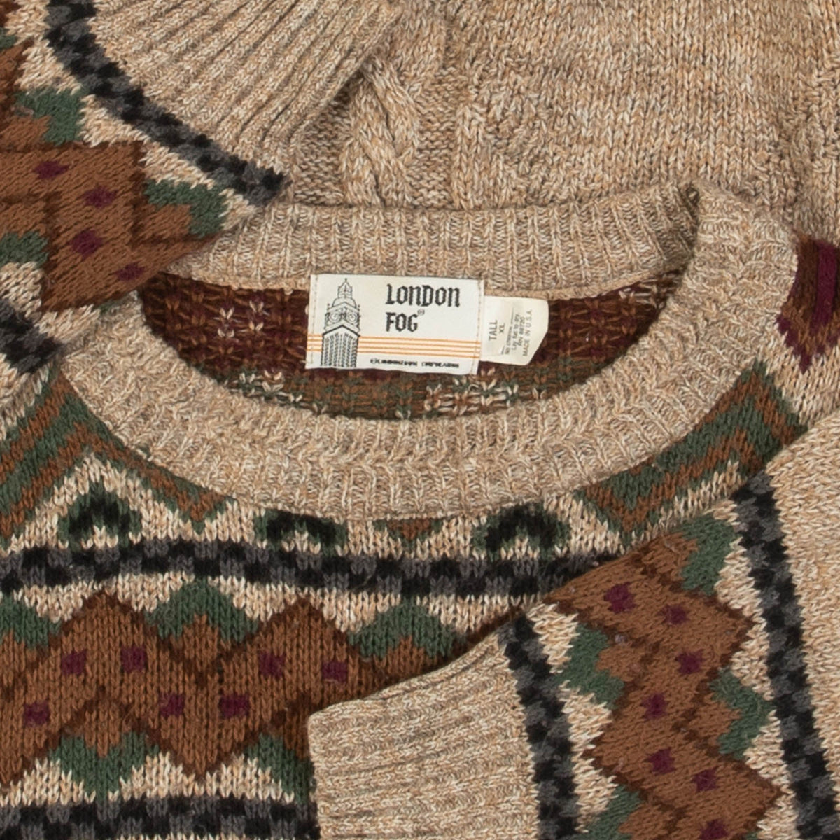 MEN'S VINTAGE 1980S STRUCTURED PATTERNED KNITTED JUMPER - X-LARGE