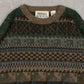 MEN'S VINTAGE 1990S PATTERNED KNITTED JUMPER - LARGE