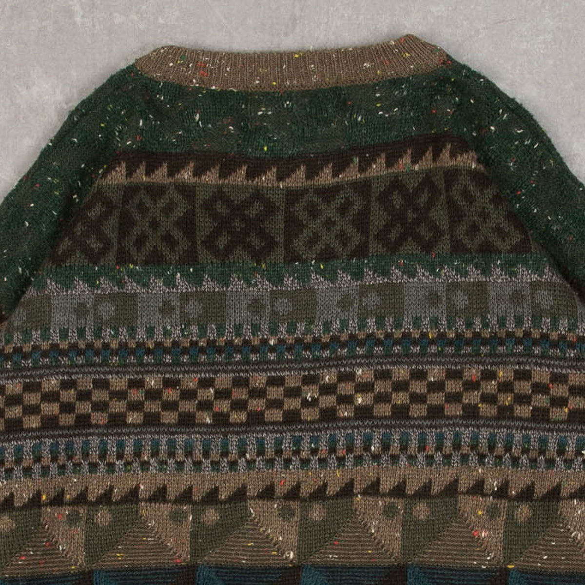MEN'S VINTAGE 1990S PATTERNED KNITTED JUMPER - LARGE