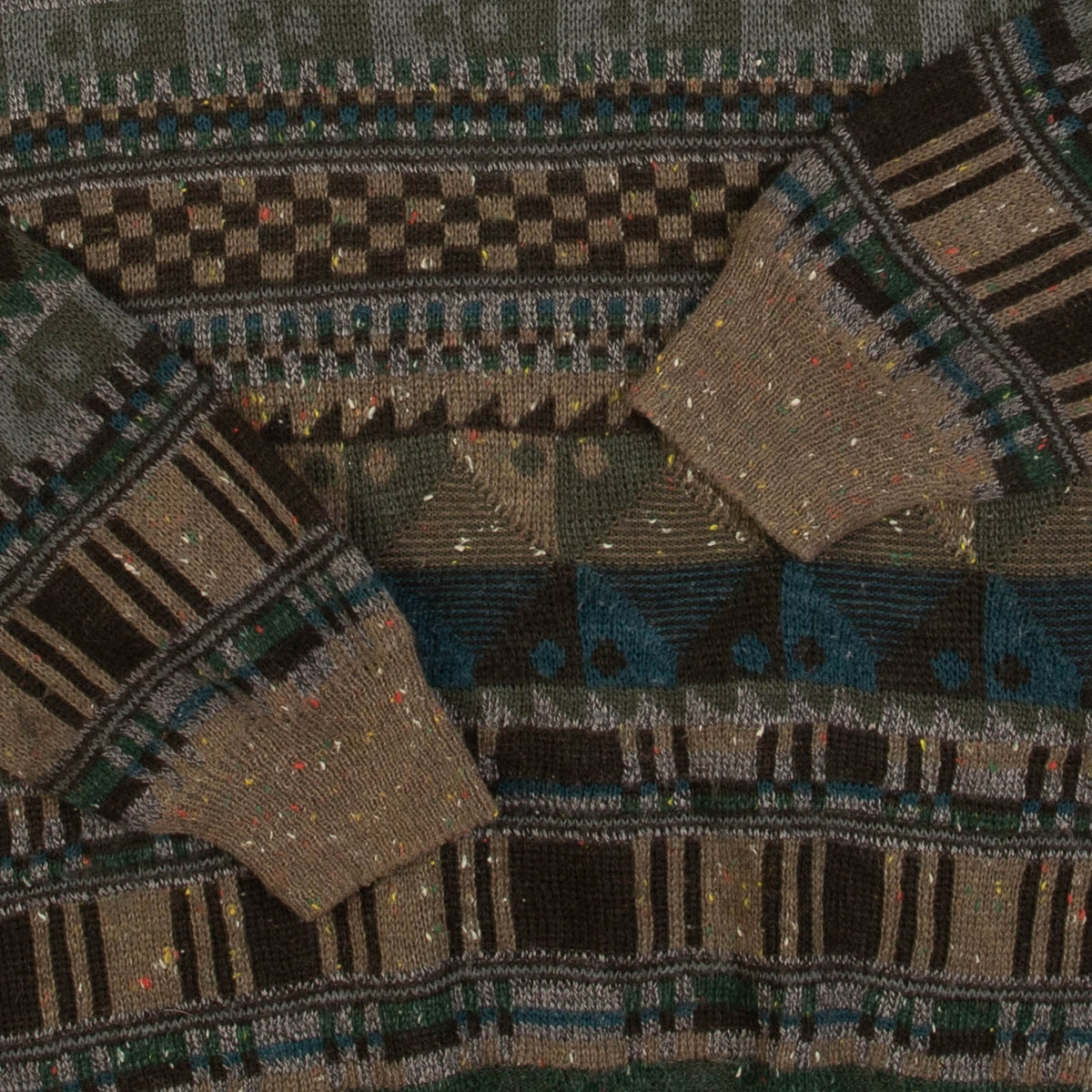 MEN'S VINTAGE 1990S PATTERNED KNITTED JUMPER - LARGE