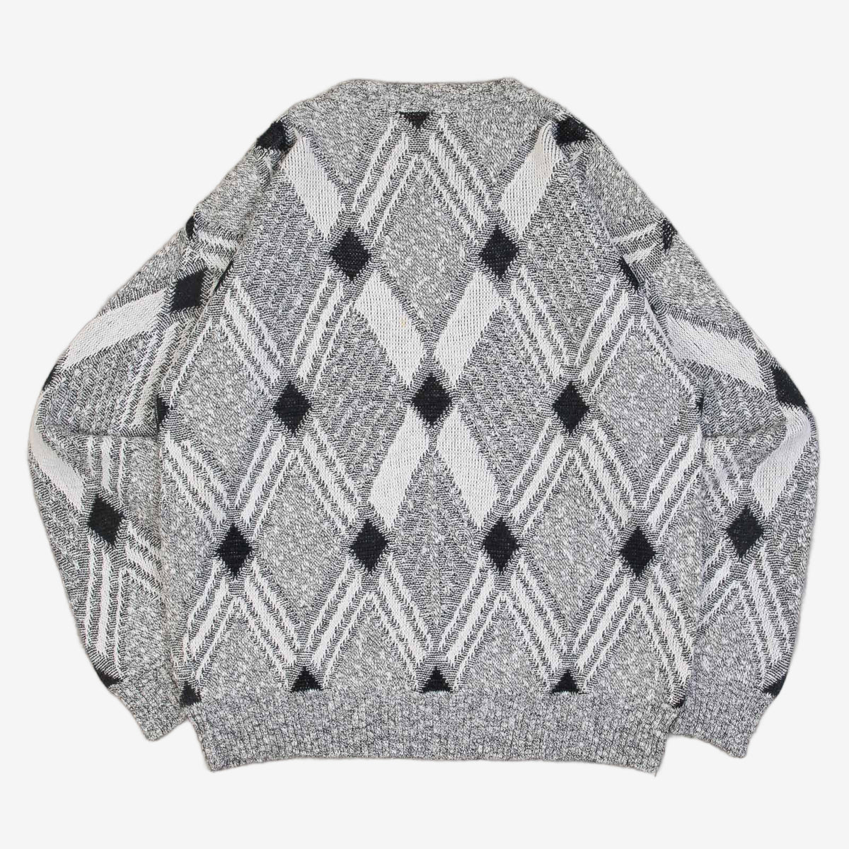 MEN'S VINTAGE 1980S STRUCTURED PATTERNED KNITTED JUMPER - X-LARGE