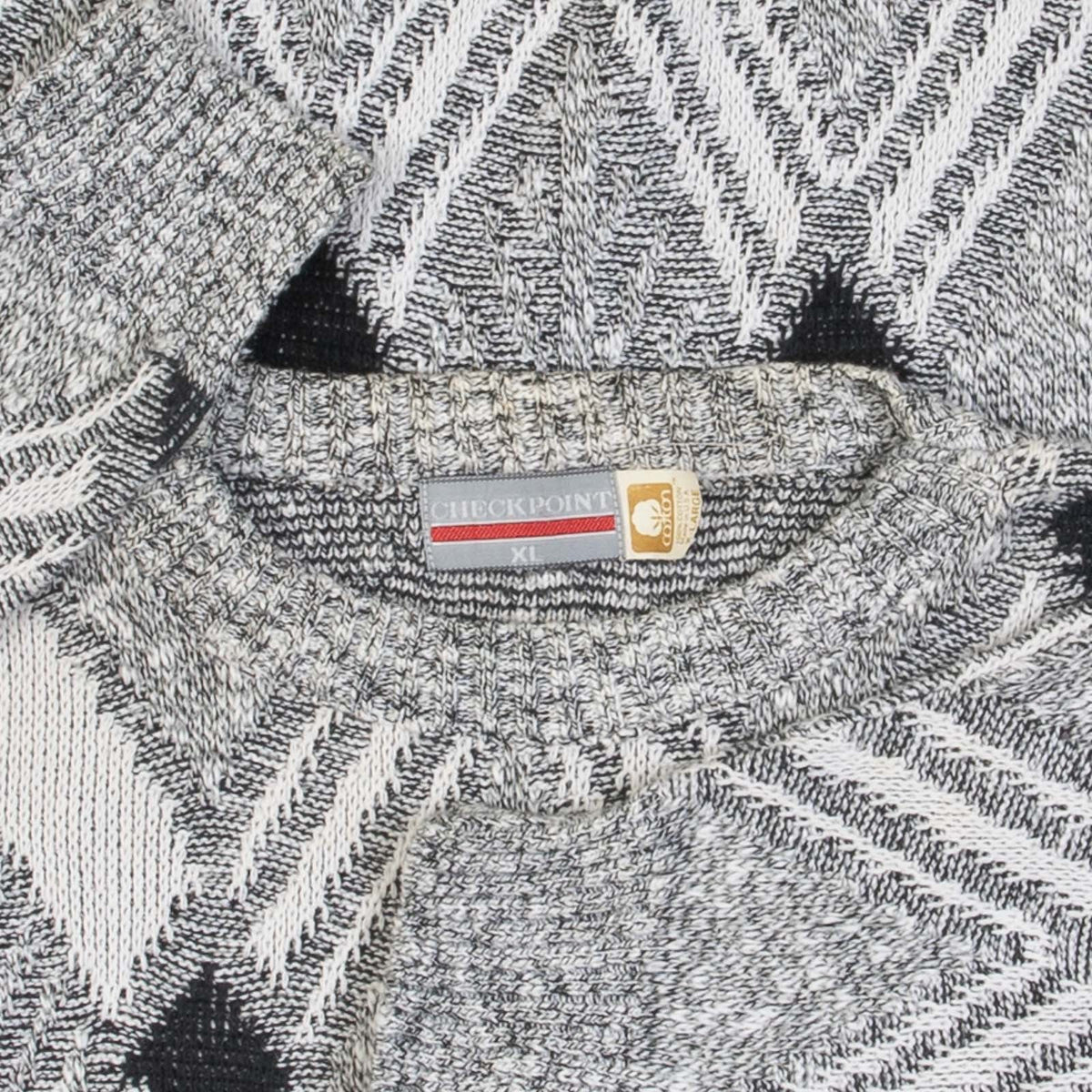 MEN'S VINTAGE 1980S STRUCTURED PATTERNED KNITTED JUMPER - X-LARGE