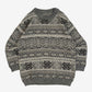 WOMEN'S VINTAGE 1980S PATTERNED KNITTED JUMPER - LARGE