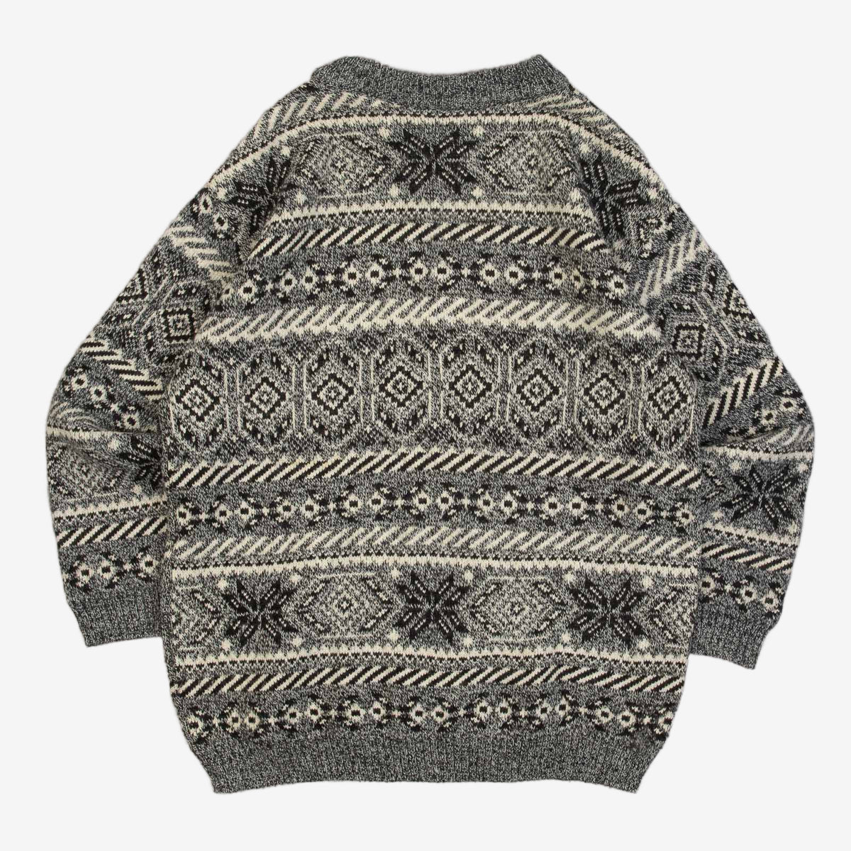 WOMEN'S VINTAGE 1980S PATTERNED KNITTED JUMPER - LARGE