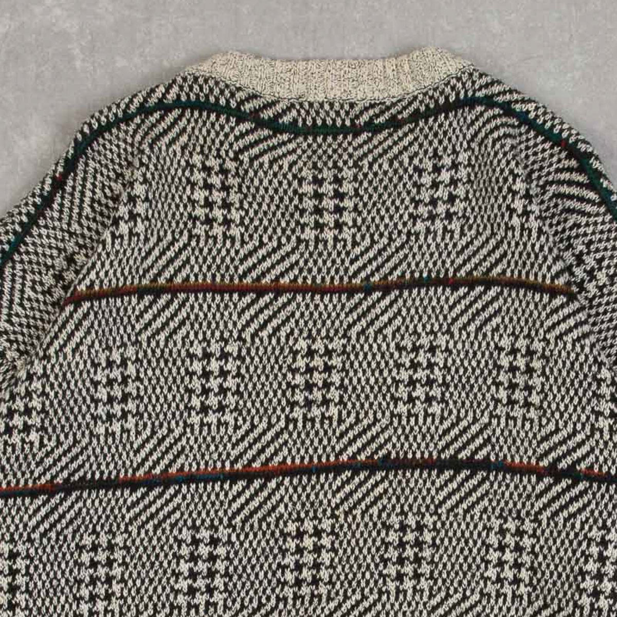 MEN'S VINTAGE 1980S PATTERNED KNITTED JUMPER - LARGE