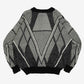 MEN'S VINTAGE 1990S PATTERNED LEATHER PATCH KNITTED JUMPER - X-LARGE