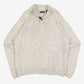 MEN'S VINTAGE CHAPS QUARTER BUTTONED ELBOW PATCH KNITTED JUMPER - LARGE