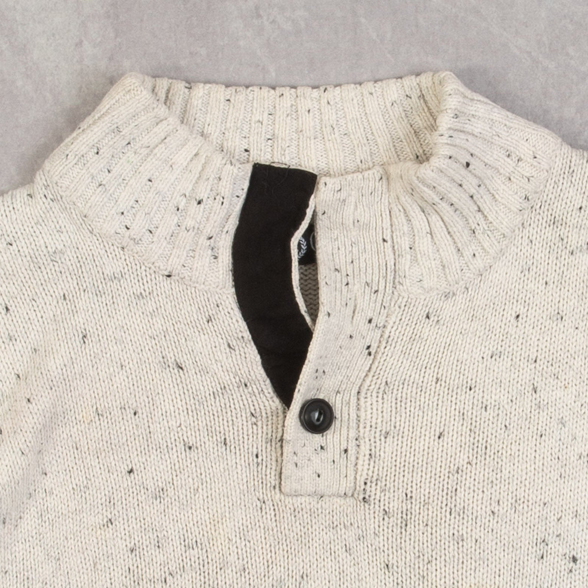 MEN'S VINTAGE CHAPS QUARTER BUTTONED ELBOW PATCH KNITTED JUMPER - LARGE