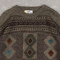 MEN'S VINTAGE 1980S FELT PATCH PATTERNED KNITTE JUMPER - MEDIUM