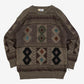 MEN'S VINTAGE 1980S FELT PATCH PATTERNED KNITTE JUMPER - MEDIUM