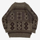 MEN'S VINTAGE 1980S FELT PATCH PATTERNED KNITTE JUMPER - MEDIUM