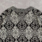 MEN'S VINTAGE 1990S LEATHER PATCH PATTERNED KNITTED JUMPER - LARGE