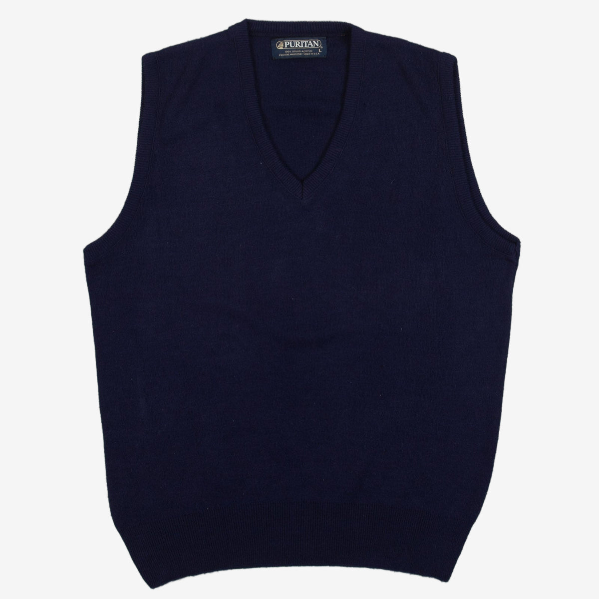 MEN'S VINTAGE 1980S SWEATER VEST KNITTED JUMPER - LARGE
