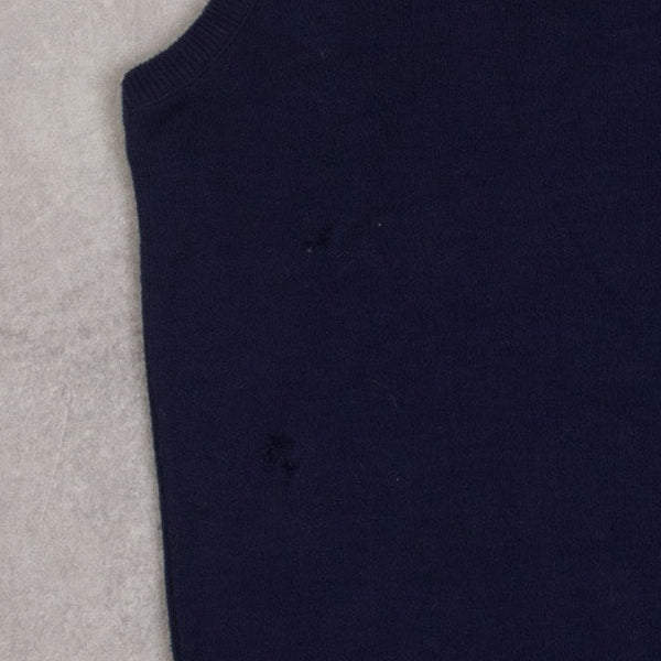MEN'S VINTAGE 1980S SWEATER VEST KNITTED JUMPER - LARGE