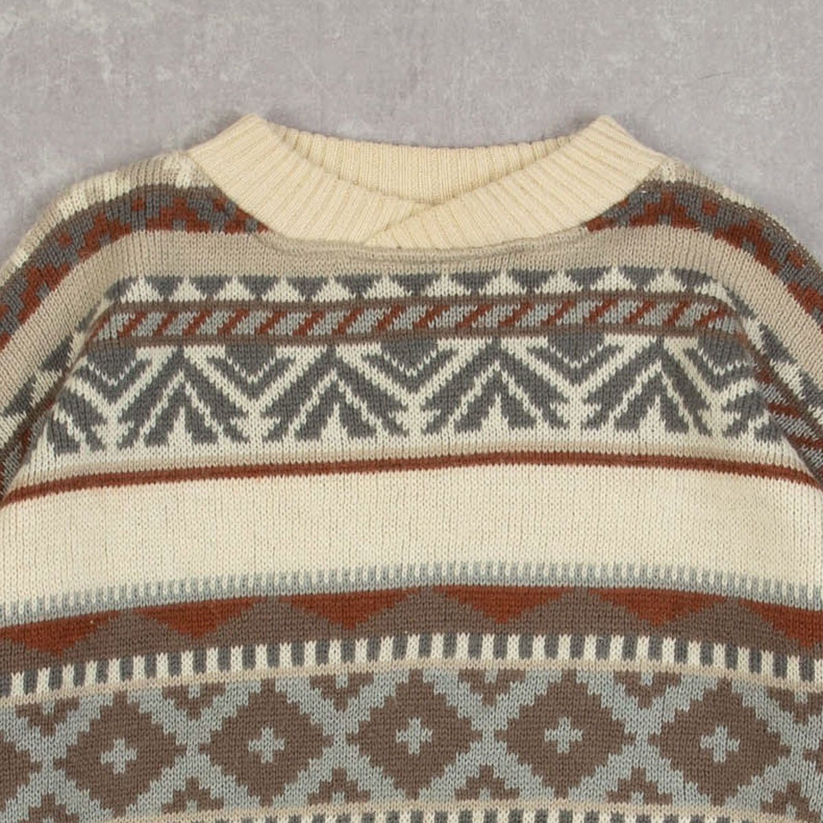 MEN'S VINTAGE 1990S PATTERNED KNITTED JUMPER - MEDIUM