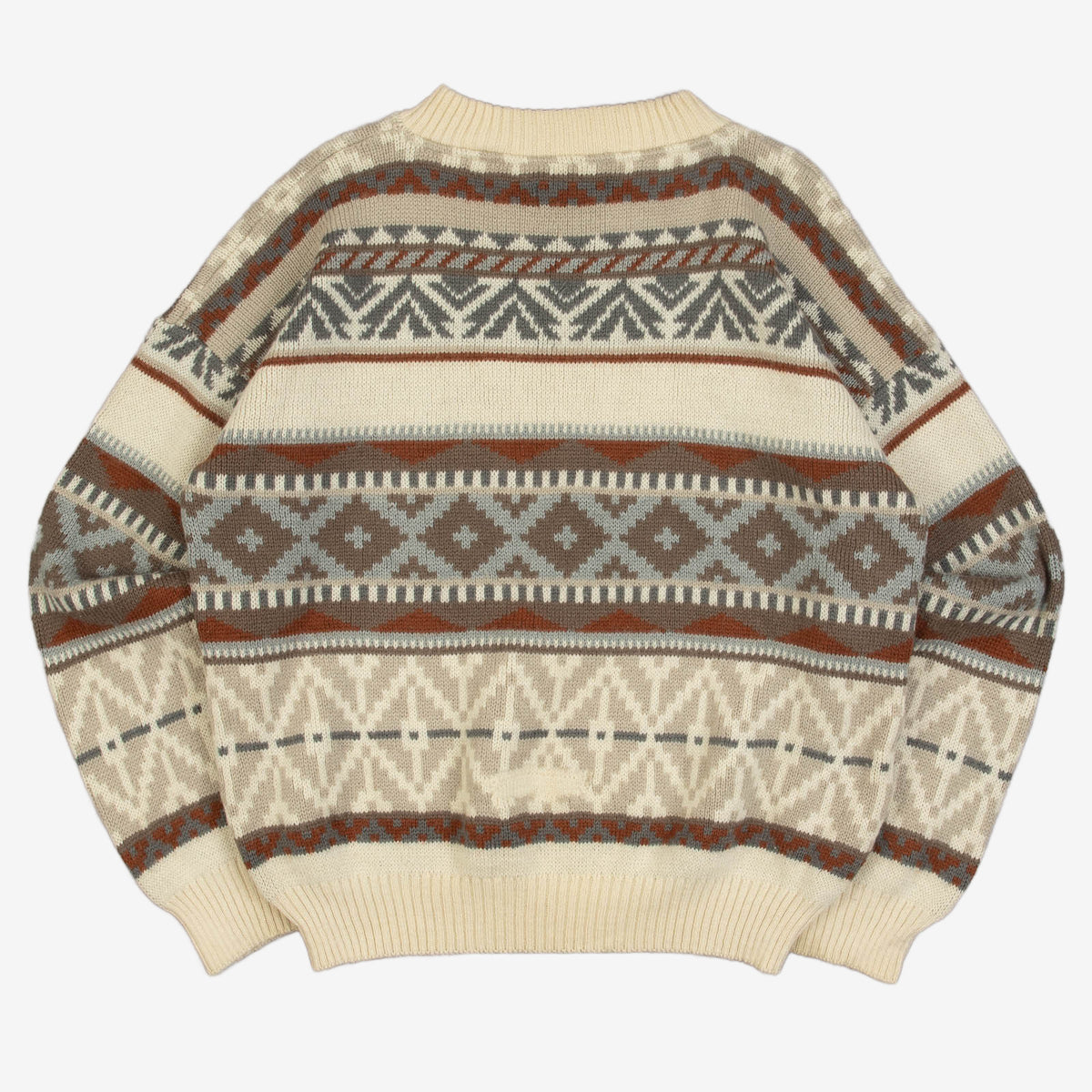 MEN'S VINTAGE 1990S PATTERNED KNITTED JUMPER - MEDIUM