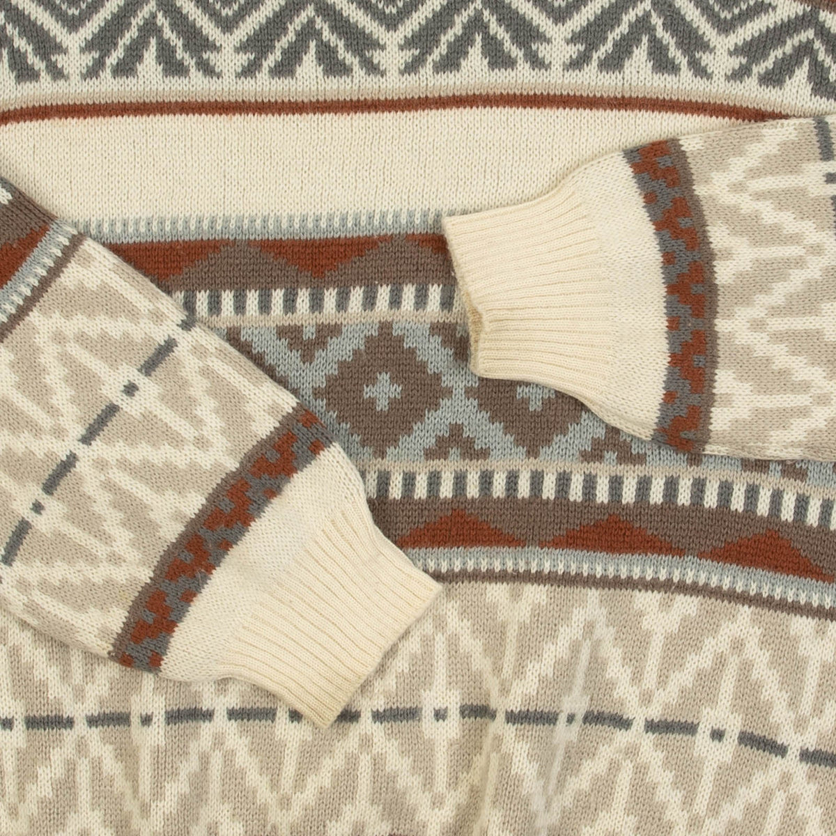 MEN'S VINTAGE 1990S PATTERNED KNITTED JUMPER - MEDIUM