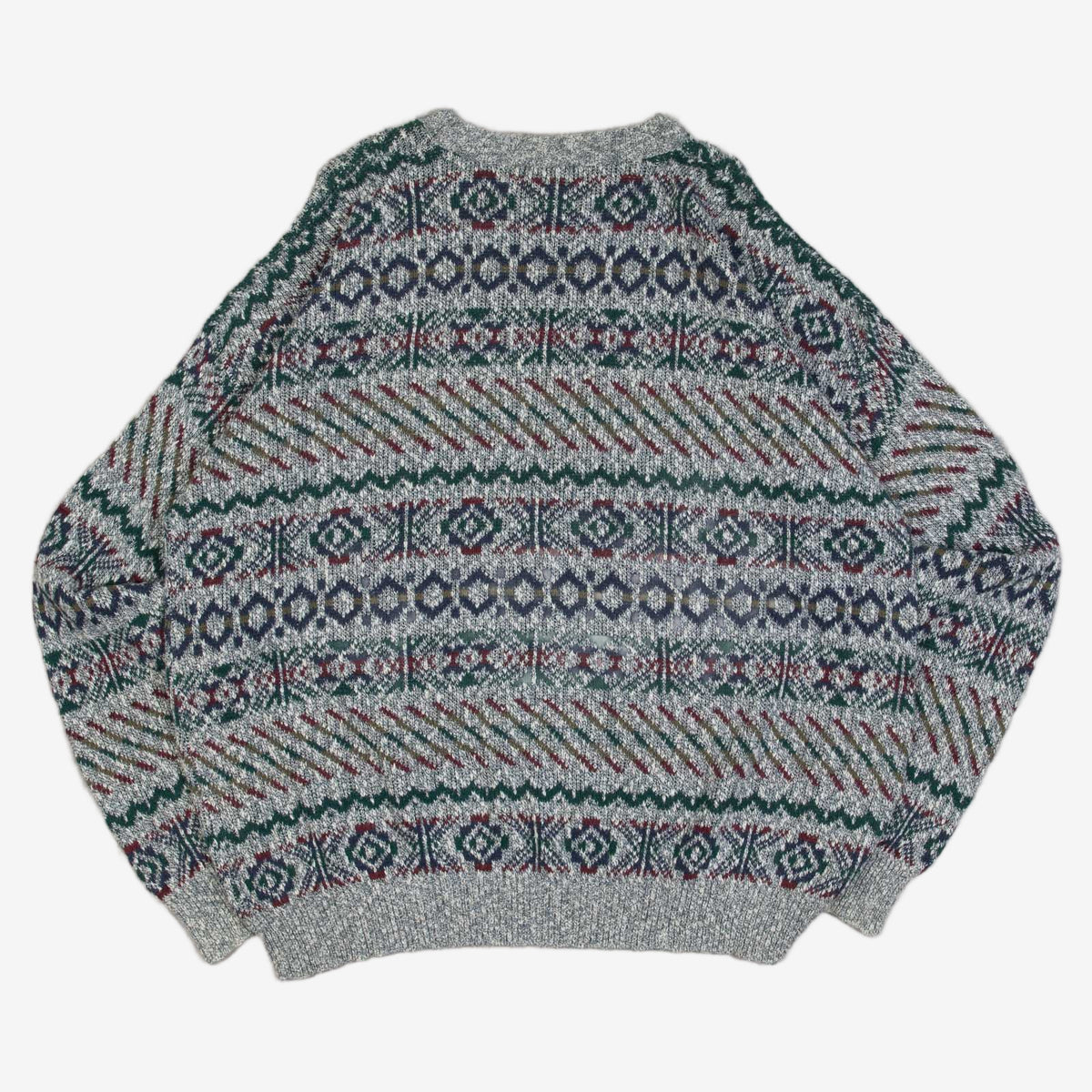 MEN'S VINTAGE 1990S PATTERNED KNITTED JUMPER - X-LARGE