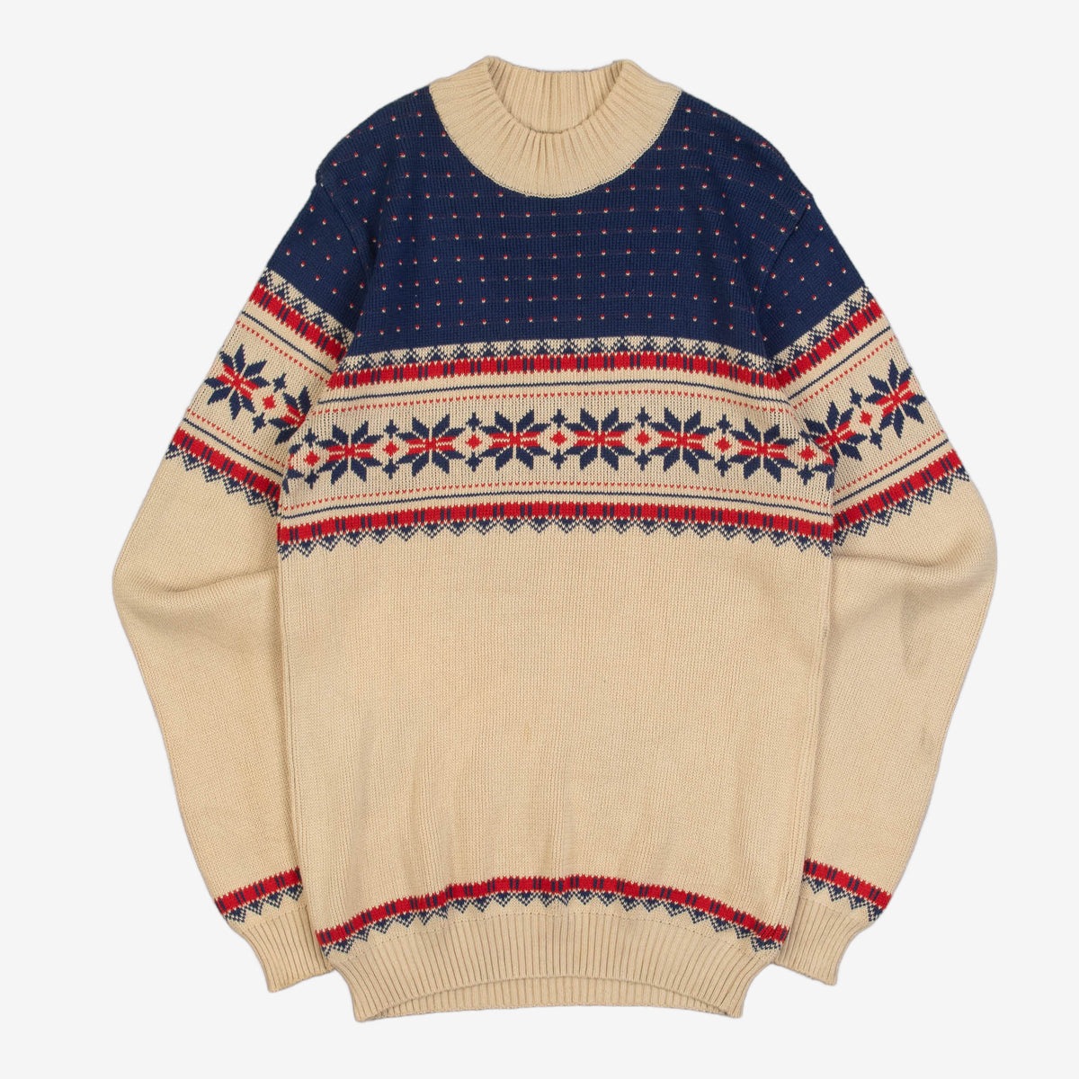 MEN'S VINTAGE 1990S PATTERNED KNITTED JUMPER - SMALL