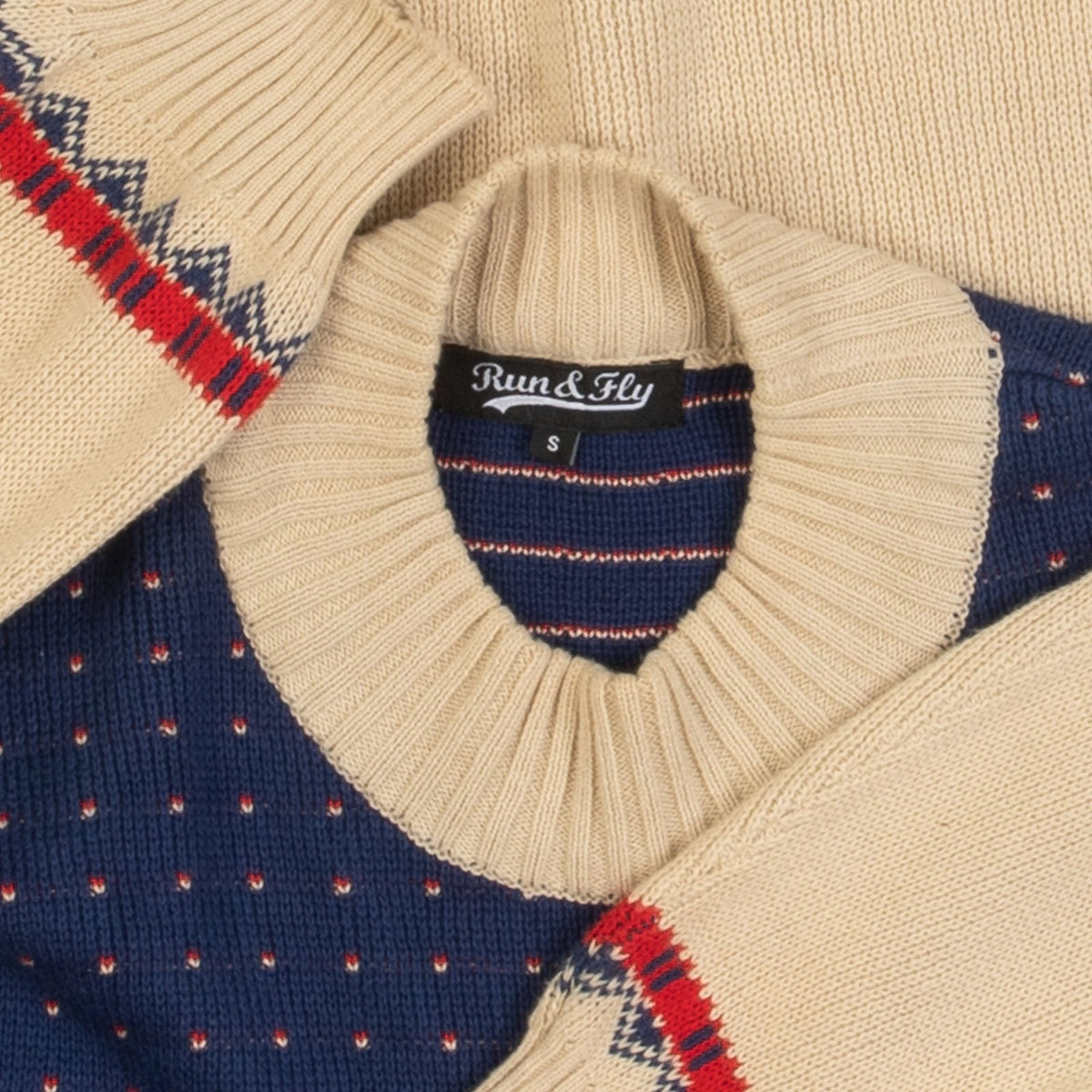 MEN'S VINTAGE 1990S PATTERNED KNITTED JUMPER - SMALL