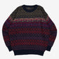 MEN'S VINTAGE 1990S PATTERNED KNITTED JUMPER - X-LARGE