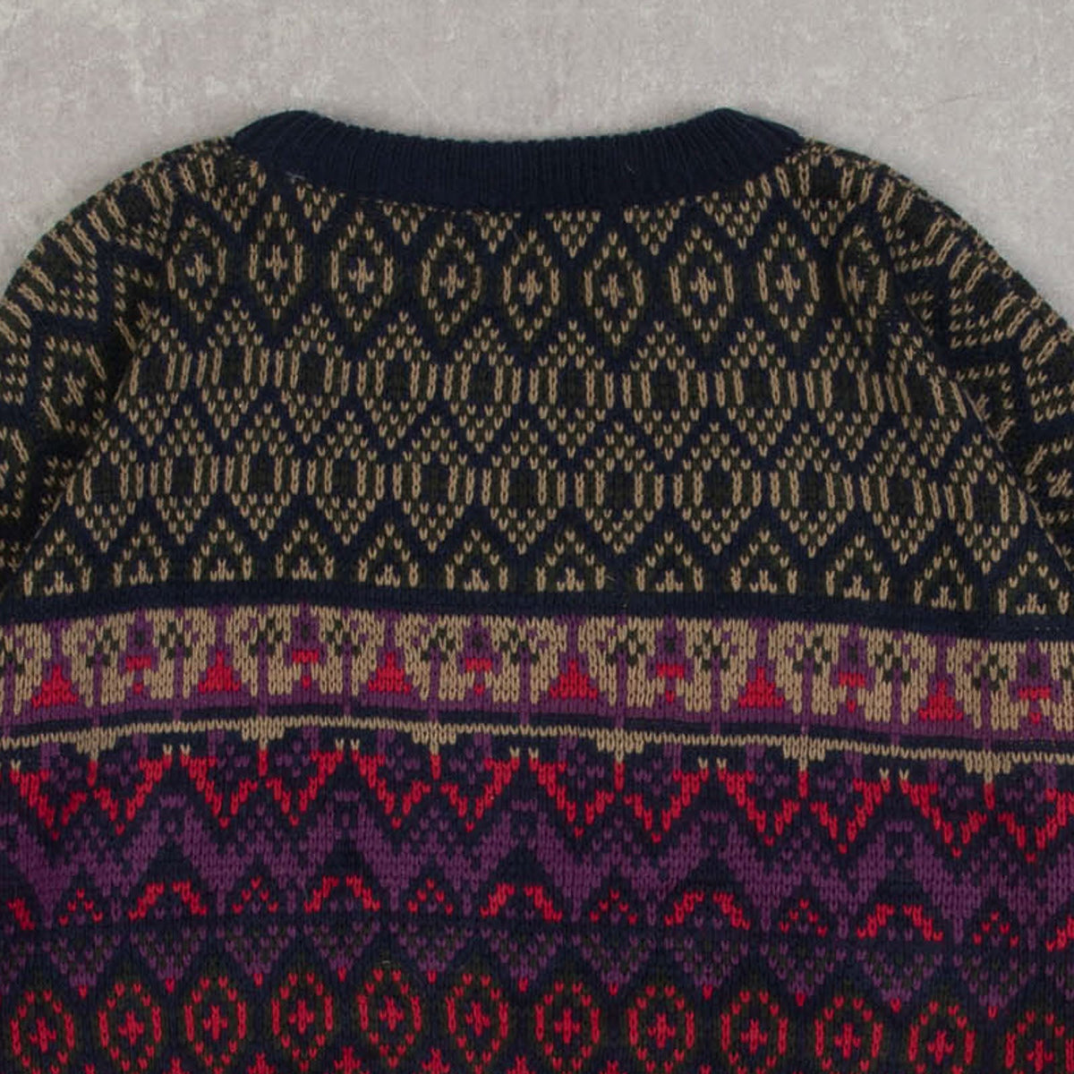MEN'S VINTAGE 1990S PATTERNED KNITTED JUMPER - X-LARGE