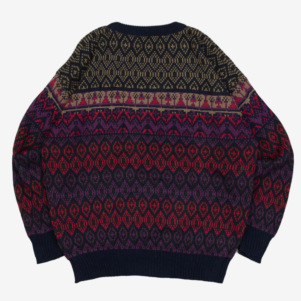 MEN'S VINTAGE 1990S PATTERNED KNITTED JUMPER - X-LARGE