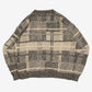 MEN'S VINTAGE 1990S QUARTER BUTTONED CHECKED KNITTED JUMPER - MEDIUM