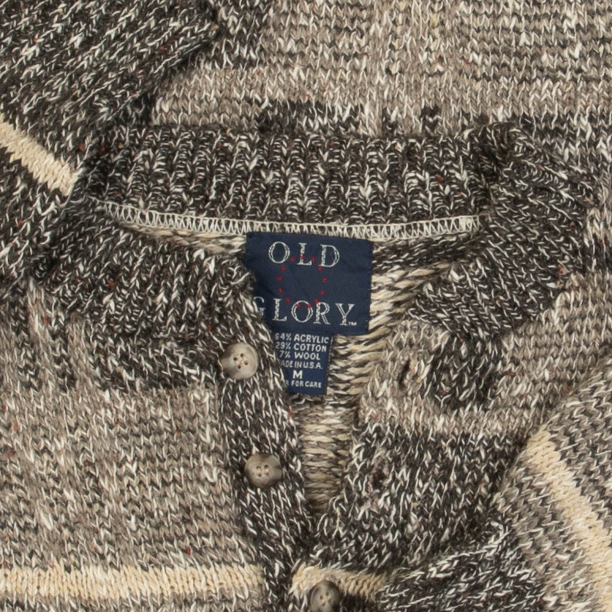 MEN'S VINTAGE 1990S QUARTER BUTTONED CHECKED KNITTED JUMPER - MEDIUM