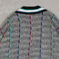 MEN'S VINTAGE 1990S STRIPED PATTERNED KNITTED JUMPER - X-LARGE