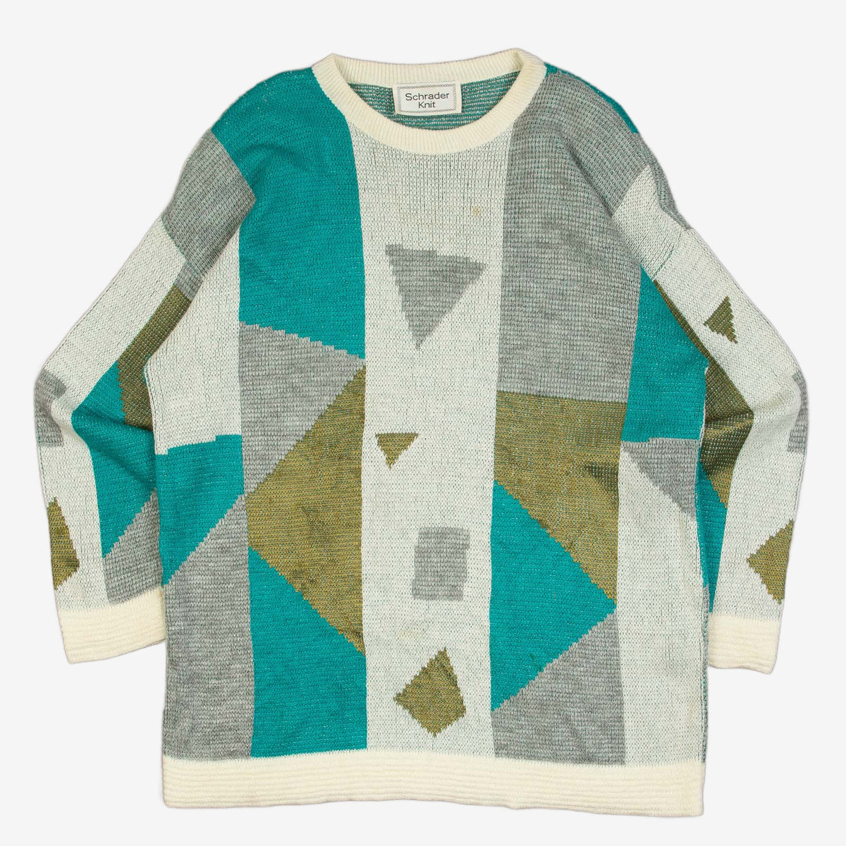 WOMEN'S VINTAGE 1980S PATTERNED KNITTED JUMPER - 14