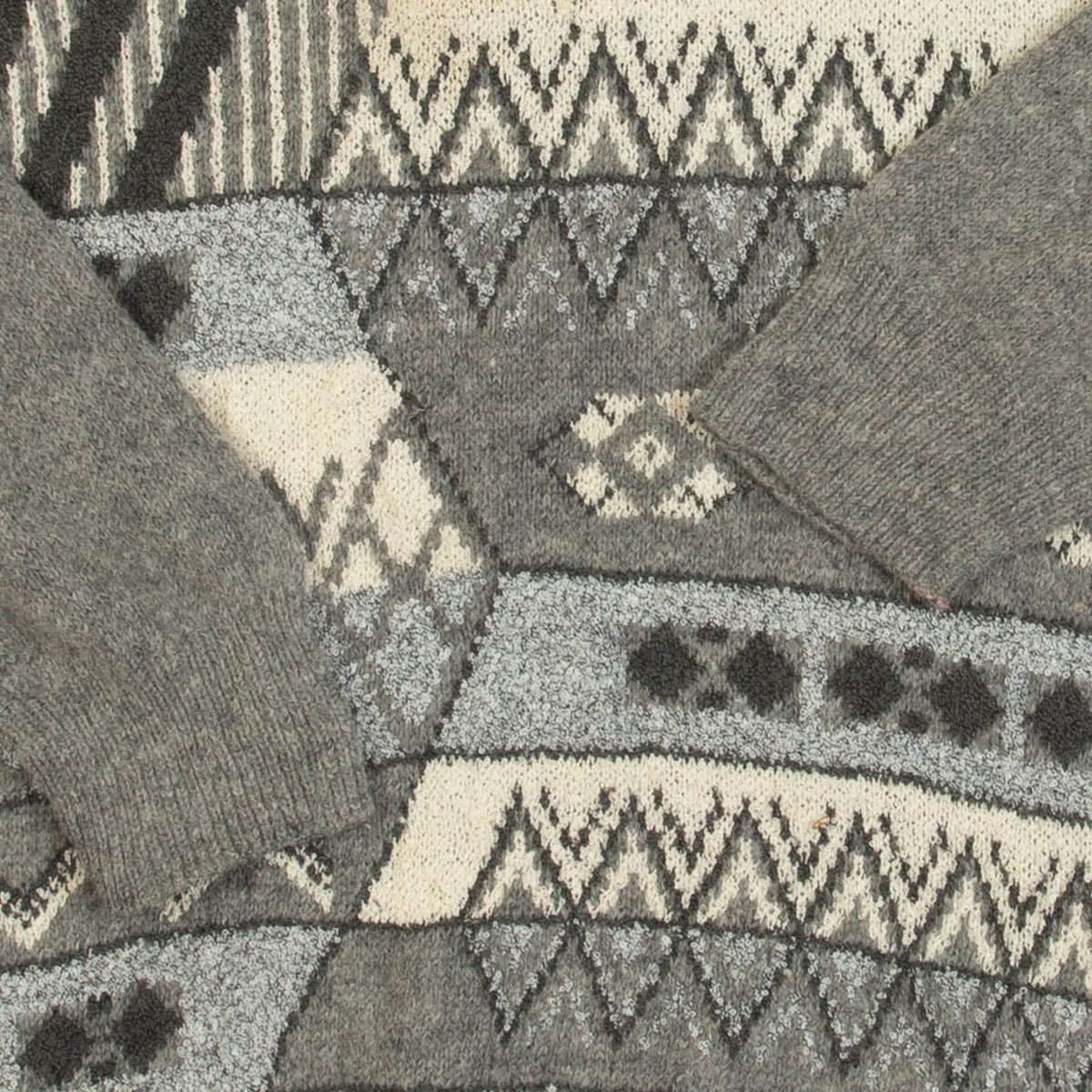 MEN'S VINTAGE 1990S SHETLAND STRUCTURED PATTERNED KNITTED JUMPER - LARGE