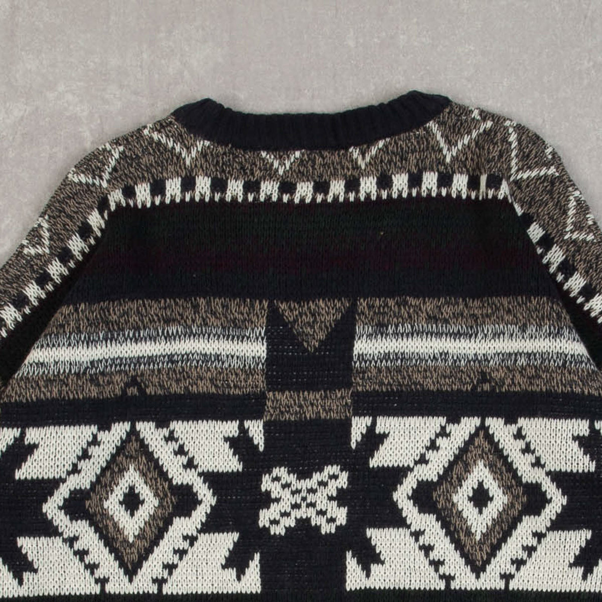 MEN'S VINTAGE 1990S PATTERNED KNITTED JUMPER - LARGE
