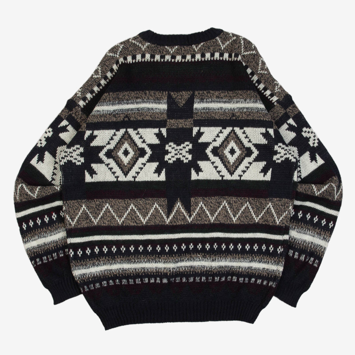 MEN'S VINTAGE 1990S PATTERNED KNITTED JUMPER - LARGE