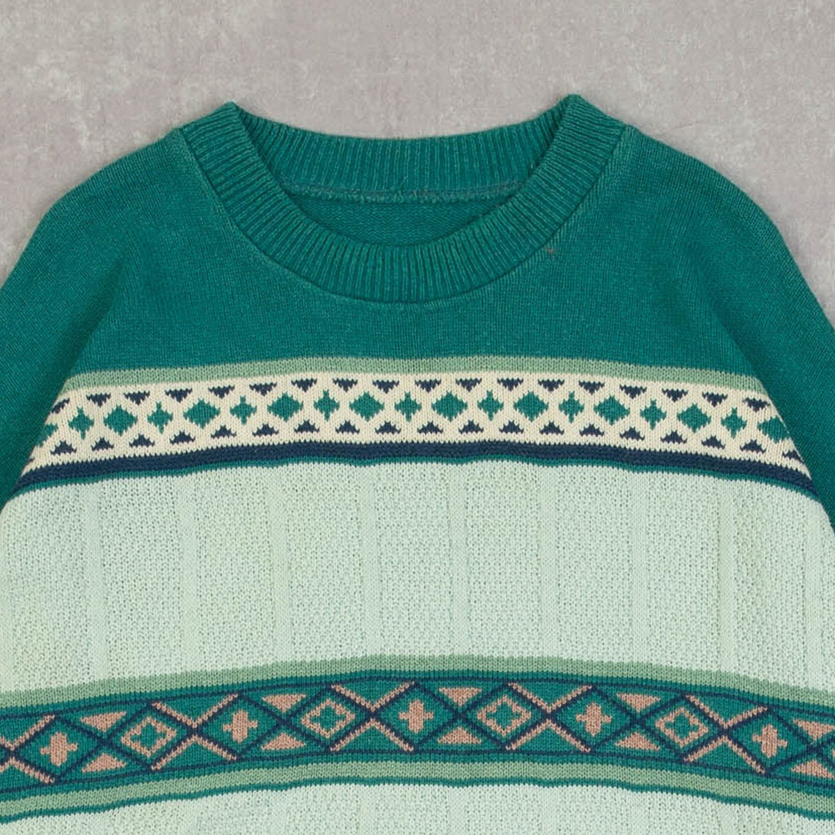 MEN'S VINTAGE 1990S STRUCTURED PATTERNED KNITTED JUMPER - X-LARGE