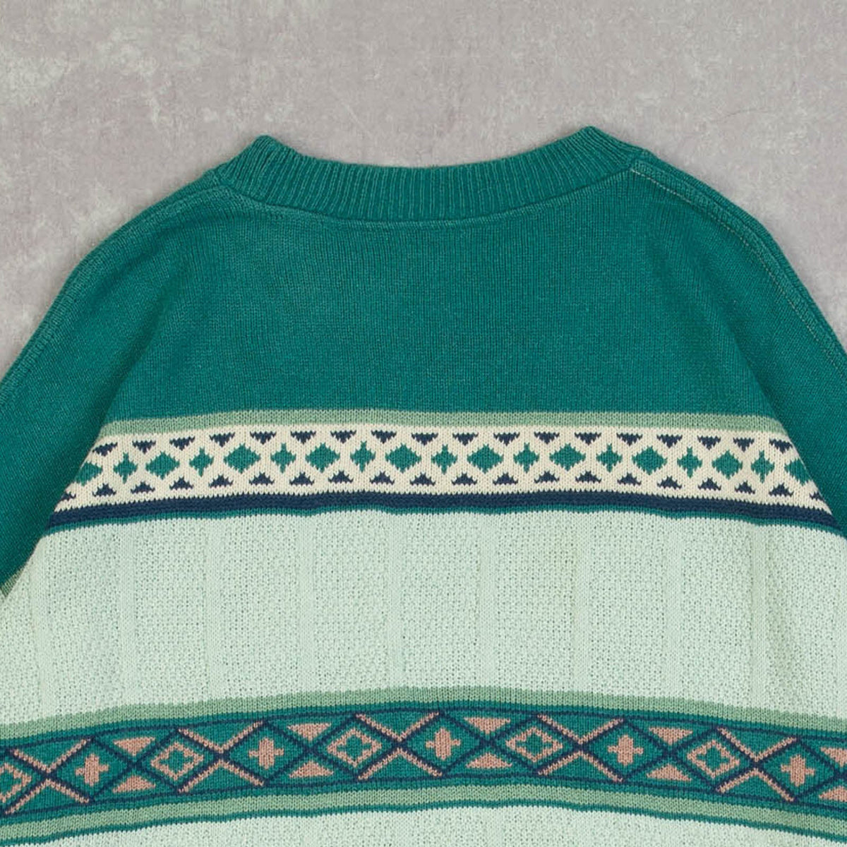 MEN'S VINTAGE 1990S STRUCTURED PATTERNED KNITTED JUMPER - X-LARGE