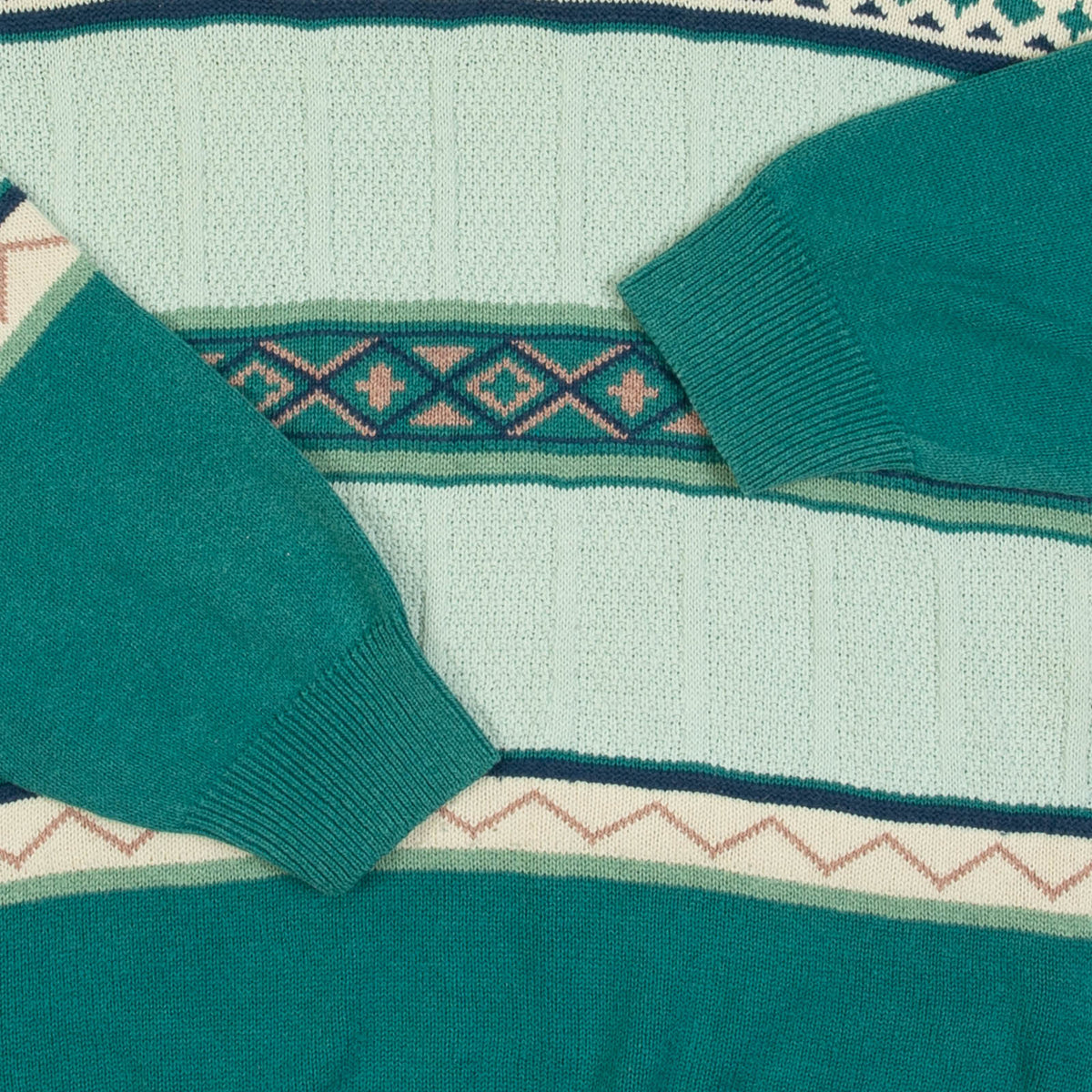 MEN'S VINTAGE 1990S STRUCTURED PATTERNED KNITTED JUMPER - X-LARGE