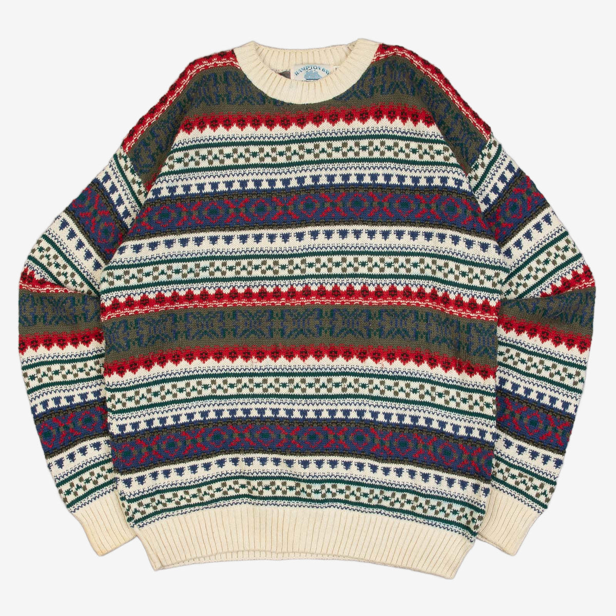 MEN'S VINTAGE 1980S STRUCTURED PATTERNED KNITTED JUMPER - LARGE