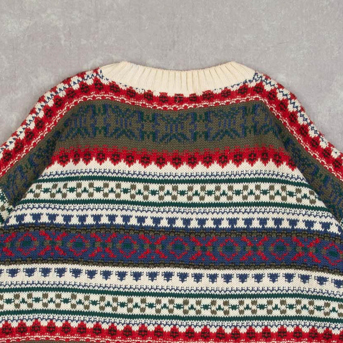 MEN'S VINTAGE 1980S STRUCTURED PATTERNED KNITTED JUMPER - LARGE