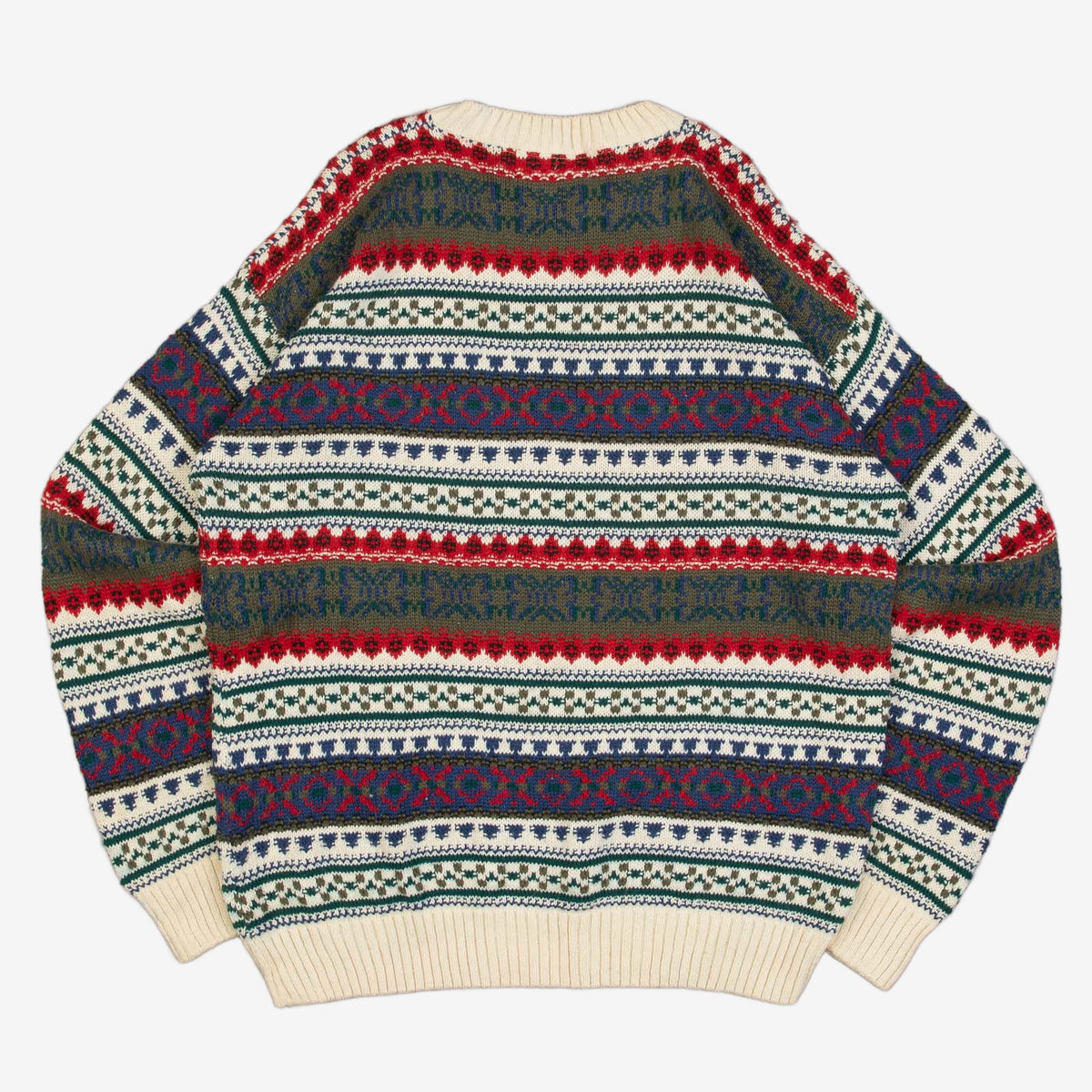 MEN'S VINTAGE 1980S STRUCTURED PATTERNED KNITTED JUMPER - LARGE