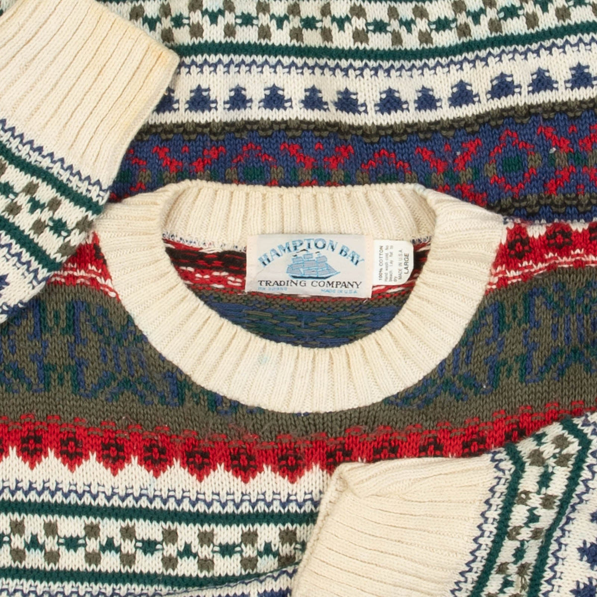 MEN'S VINTAGE 1980S STRUCTURED PATTERNED KNITTED JUMPER - LARGE