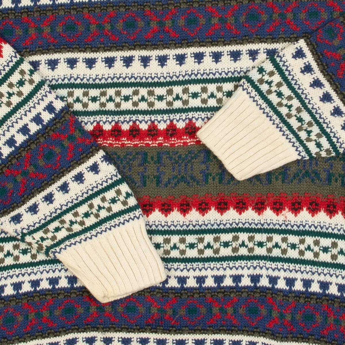 MEN'S VINTAGE 1980S STRUCTURED PATTERNED KNITTED JUMPER - LARGE