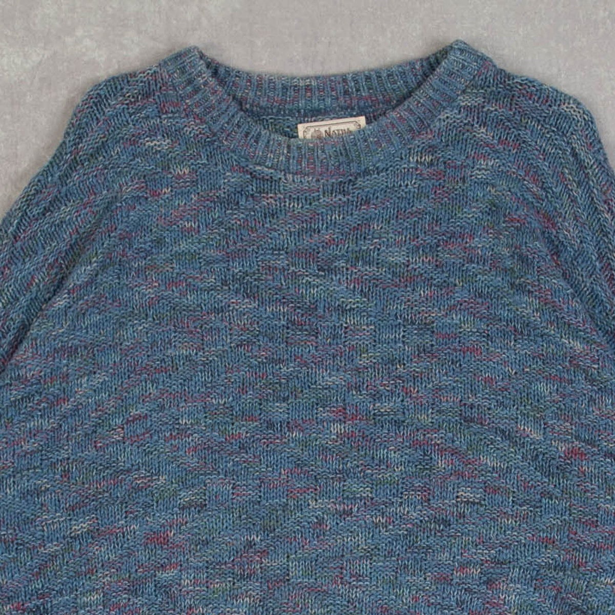 MEN'S VINTAGE 1980S STRUCTURED PATTERNED KNITTED JUMPER - MEDIUM